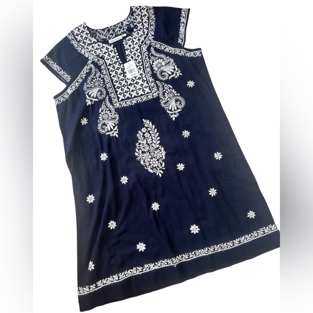 New w/ Tags Roller Rabbit Embroidered Dress Faith Size L Blue White Cotton - Picture 4 of 15